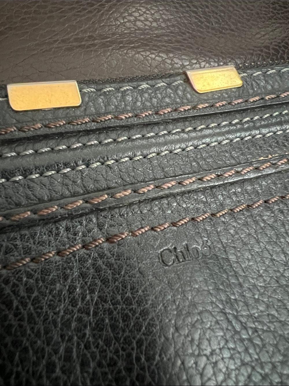 Chloe Marcie Black Leather Zip Wallet with Gold Hardware - Picture 6 of 12
